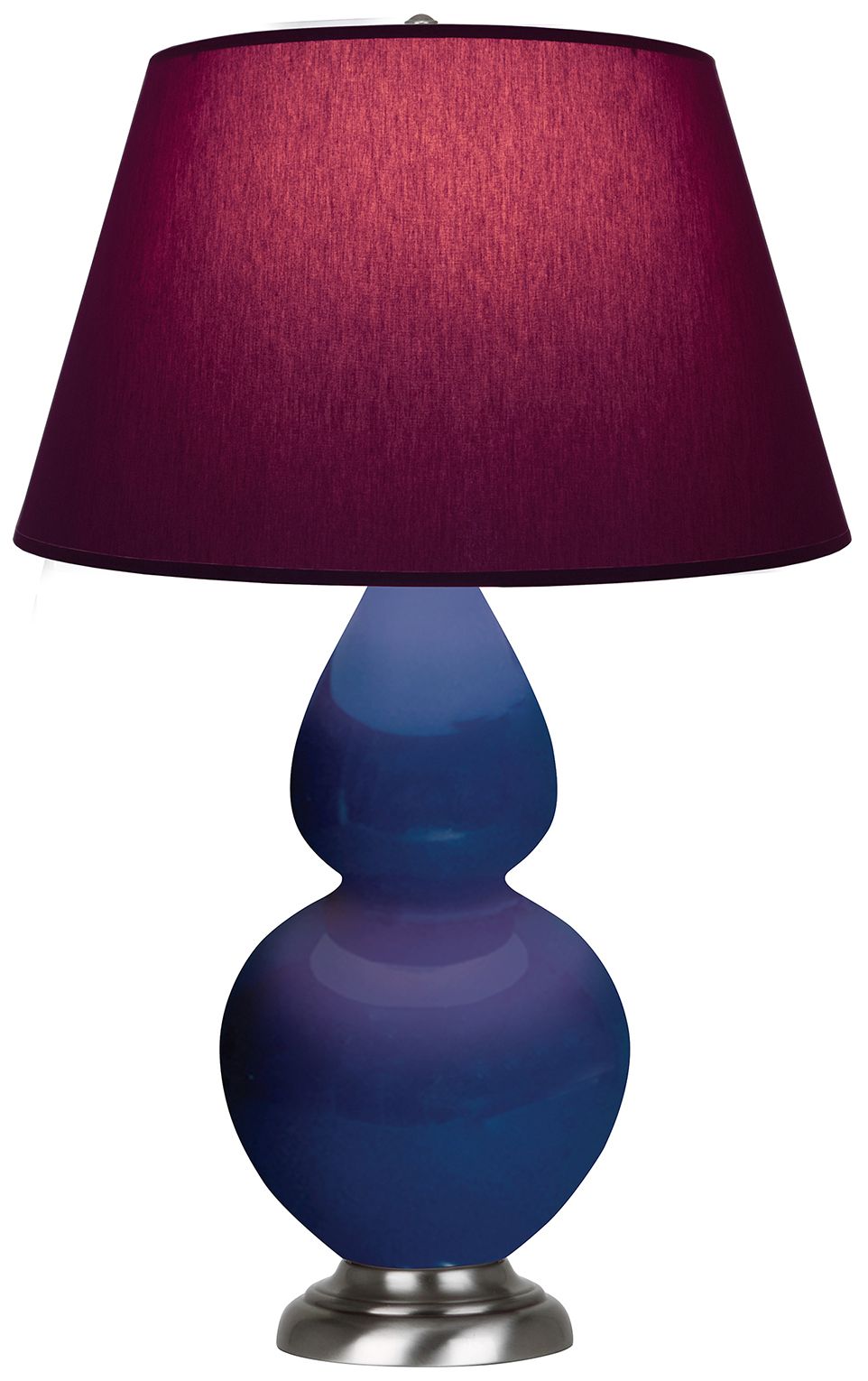 Double Gourd 31"H Cobalt & Silver Lamp w/ Plum & Lavender Made to Order
