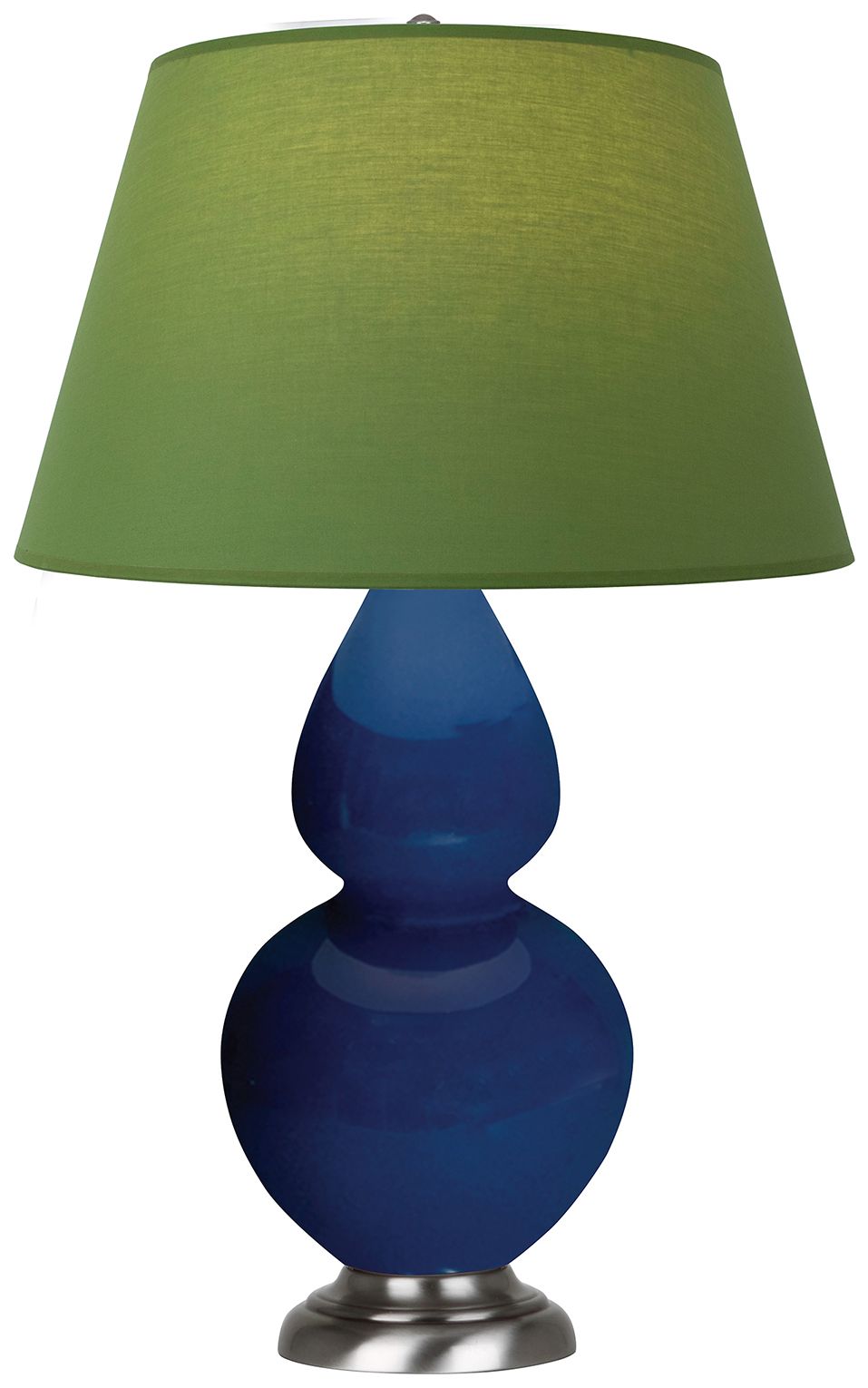 Double Gourd 31"H Cobalt & Silver Lamp w/ Tea Green & Taupe Made to Order
