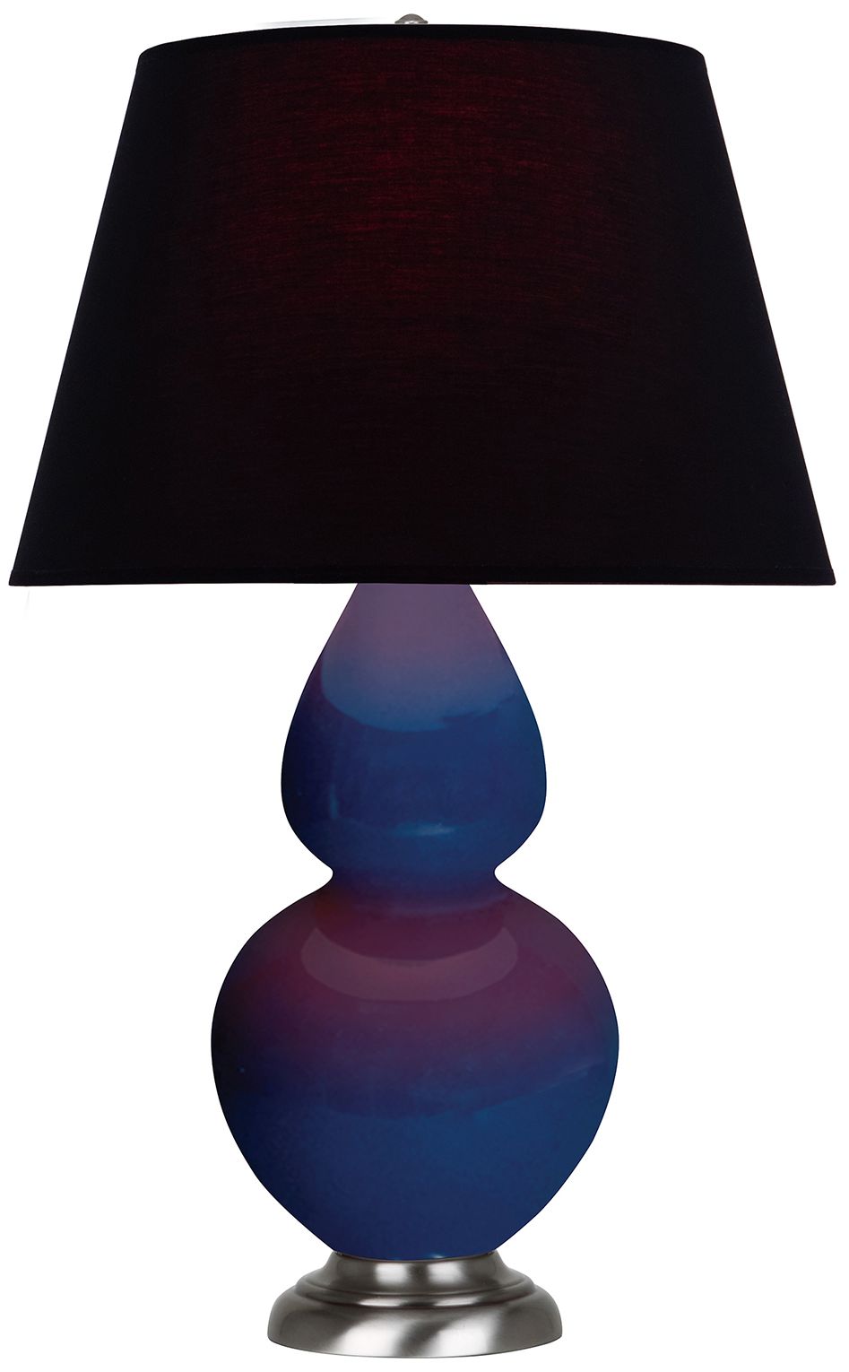 Double Gourd 31"H Cobalt & Silver Table Lamp w/ Ink & Rose Made to Order