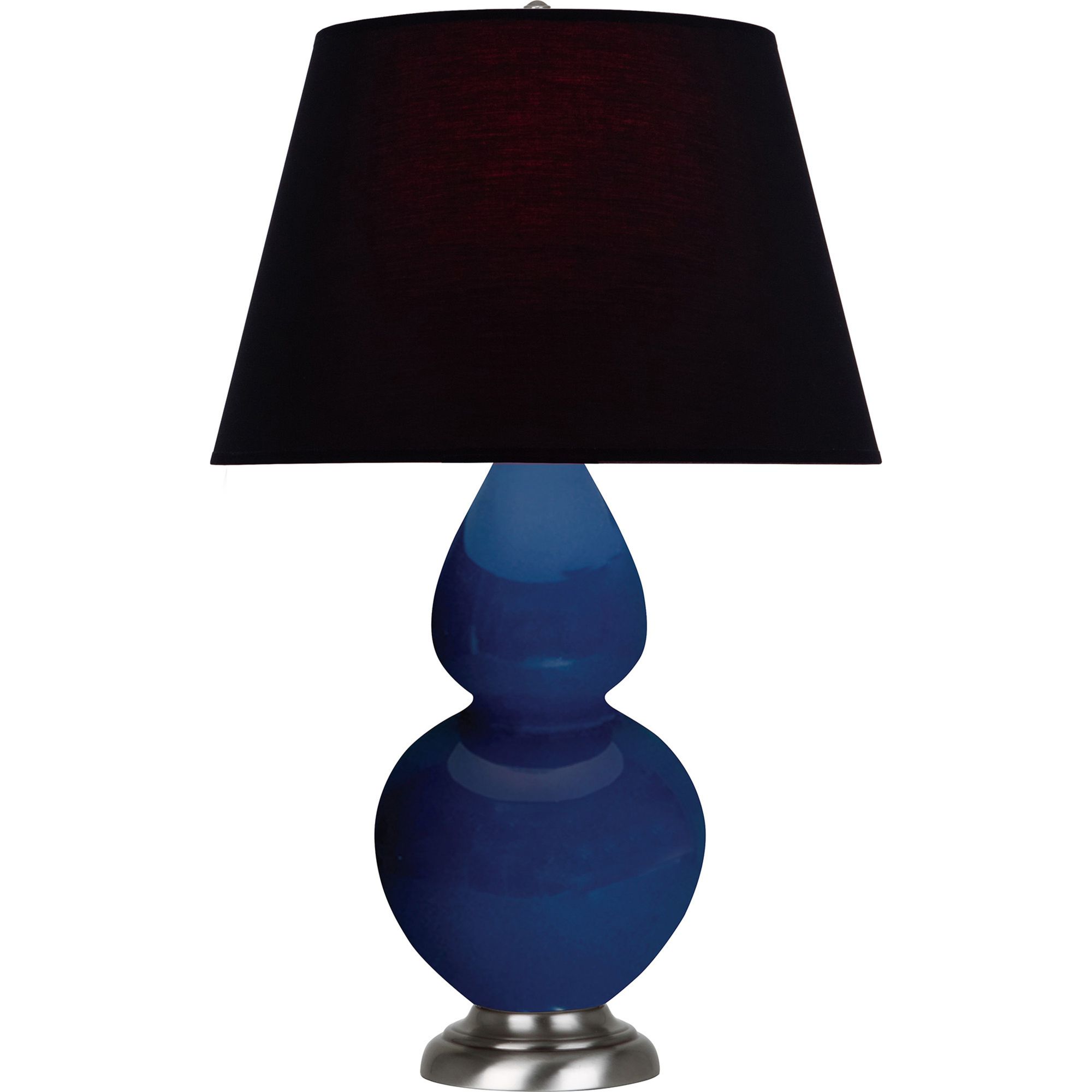 Image 2 Double Gourd 31"H Cobalt & Silver Table Lamp w/ Ink & Rose Made to Order more views