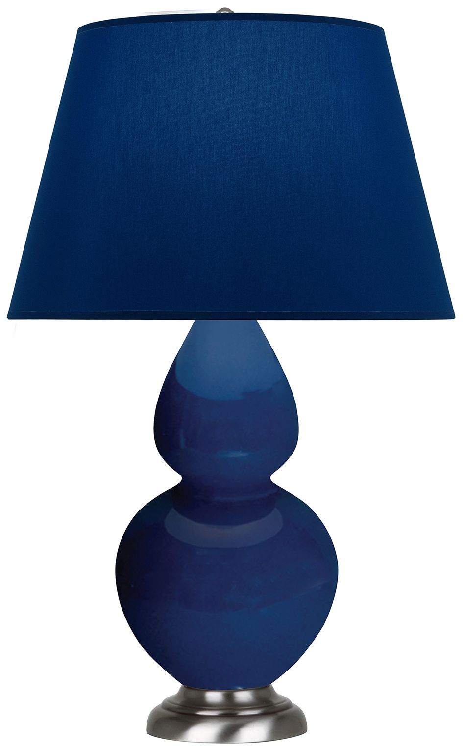 Double Gourd 31"H Cobalt & Silver Table Lamp w/ Navy & Gray Made to Order