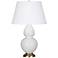 Double Gourd 31"H Daisy And Antique Brass Table Lamp w/ Pearl Shade