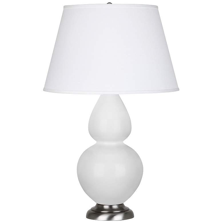 Image 1 Double Gourd 31"H Daisy And Antique Silver Table Lamp With Pearl Shade