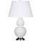 Double Gourd 31"H Daisy And Antique Silver Table Lamp With Pearl Shade