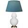 Double Gourd 31"H Daisy And Brass Lamp w/ Bright Blue And Gray Shade
