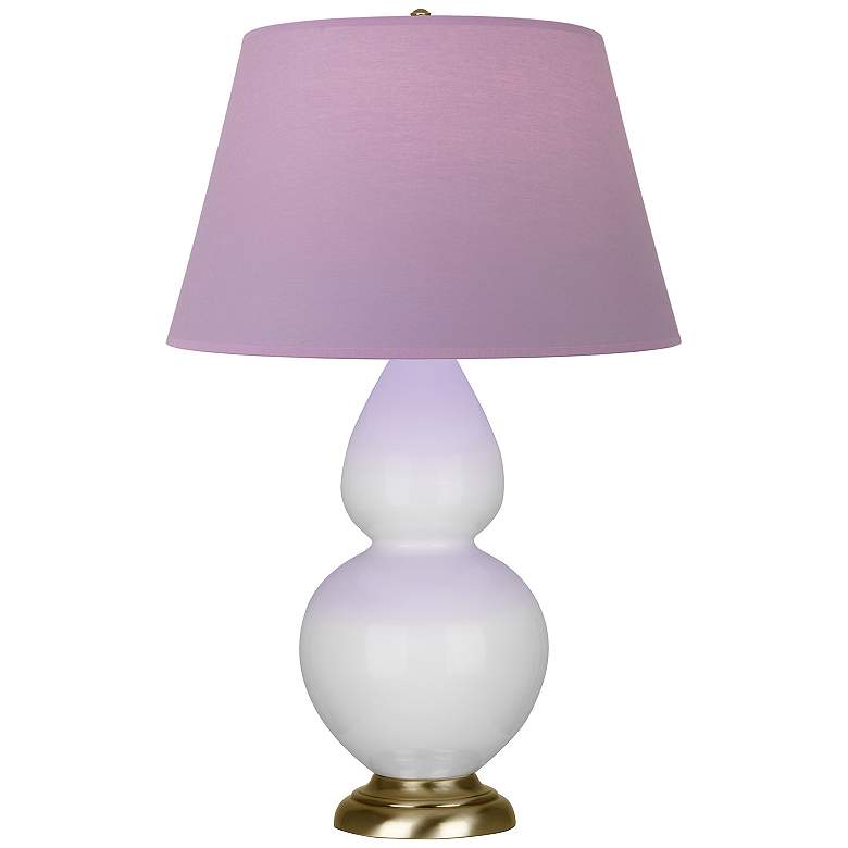 Image 1 Double Gourd 31"H Daisy And Brass Lamp w/ Lavender And Plum Shade