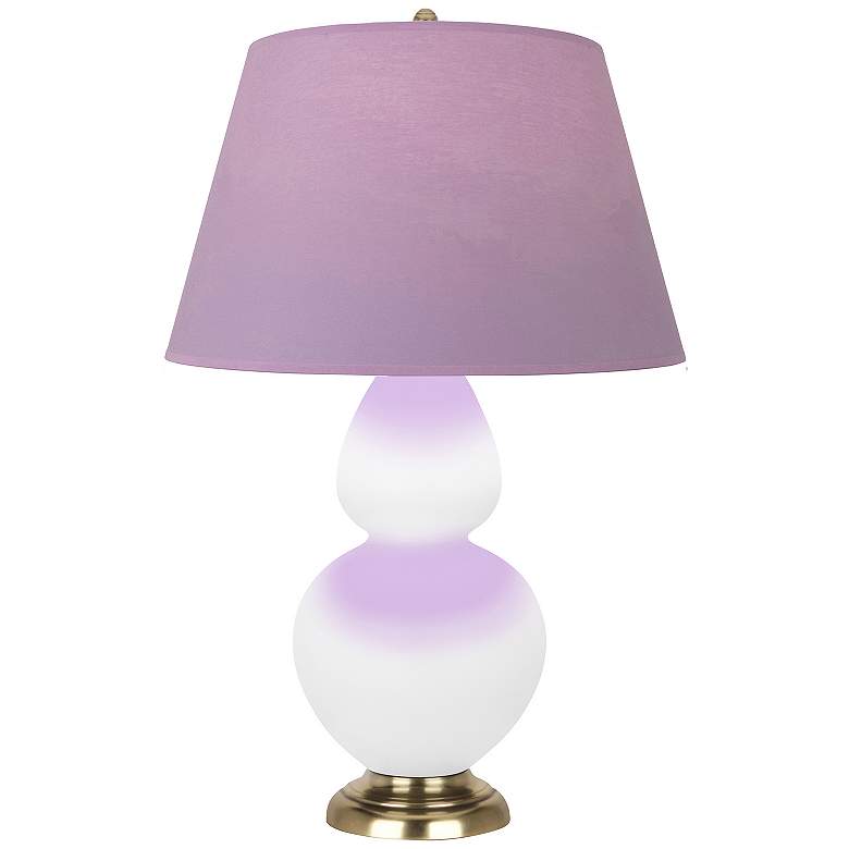 Image 1 Double Gourd 31"H Daisy And Brass Lamp w/ Lavender And Plum Shade
