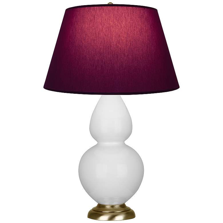 Image 1 Double Gourd 31"H Daisy And Brass Lamp w/ Plum And Lavender Shade