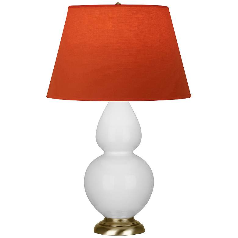 Image 1 Double Gourd 31"H Daisy And Brass Lamp w/ Tangerine And Taupe Shade