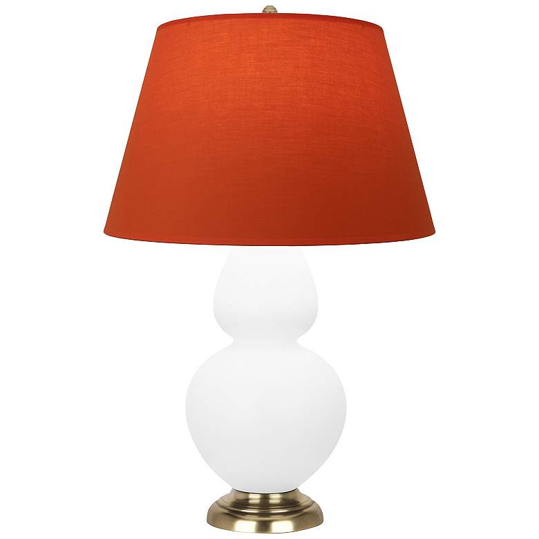 Image 1 Double Gourd 31"H Daisy And Brass Lamp w/ Tangerine And Taupe Shade