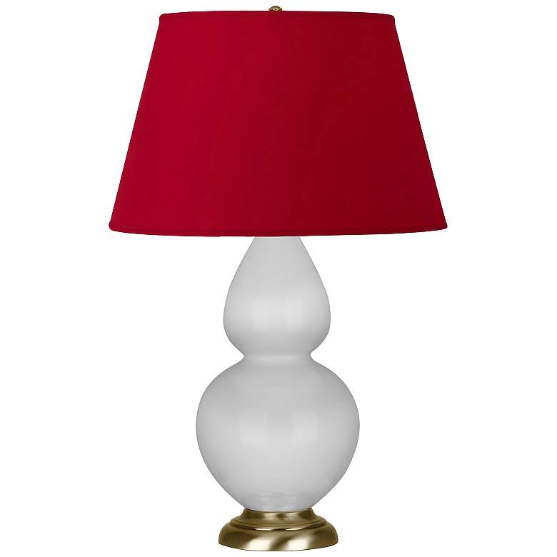 Image 1 Double Gourd 31"H Daisy And Brass Table Lamp w/ Black And Red Shade
