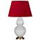 Double Gourd 31"H Daisy And Brass Table Lamp w/ Black And Red Shade