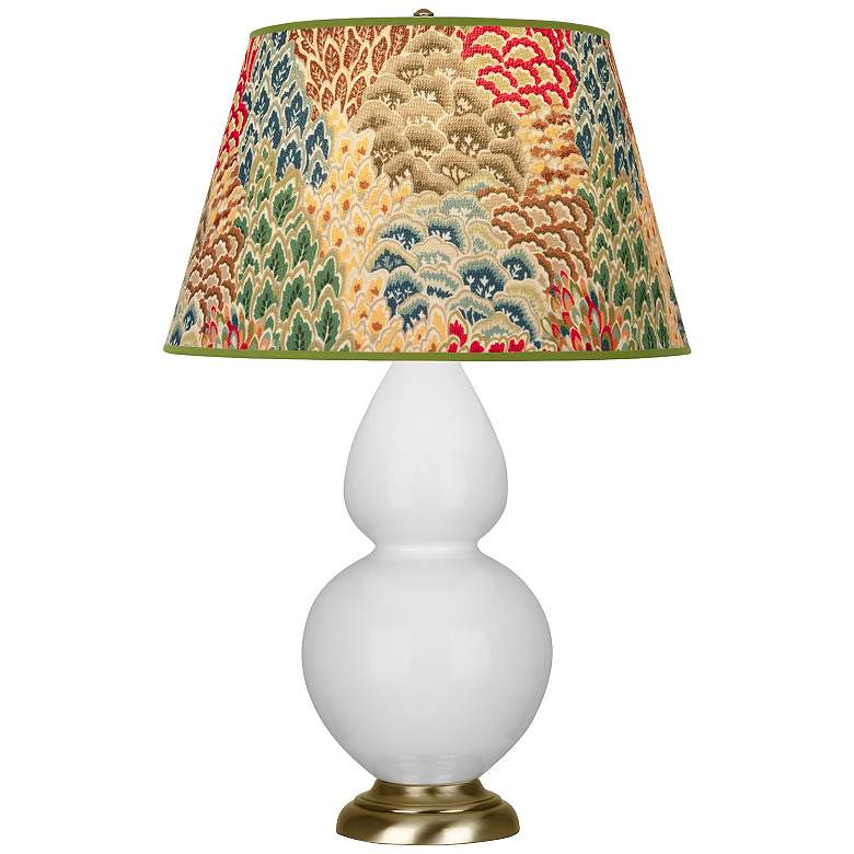 Image 1 Double Gourd 31"H Daisy And Brass Table Lamp w/ Fall Floral Shade