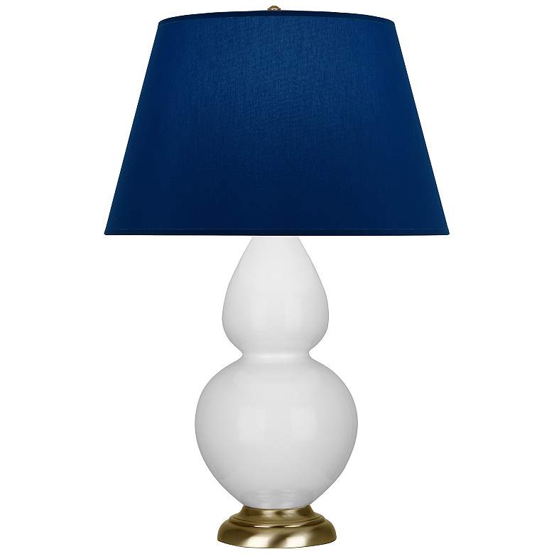 Image 1 Double Gourd 31"H Daisy And Brass Table Lamp w/ Navy And Gray Shade