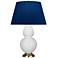 Double Gourd 31"H Daisy And Brass Table Lamp w/ Navy And Gray Shade