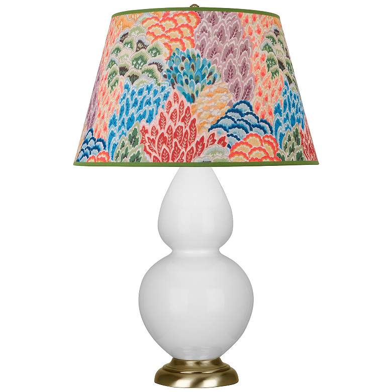 Image 1 Double Gourd 31"H Daisy And Brass Table Lamp w/ Spring Floral Shade