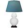 Double Gourd 31"H Daisy And Bronze Lamp w/ Bright Blue And Gray Shade