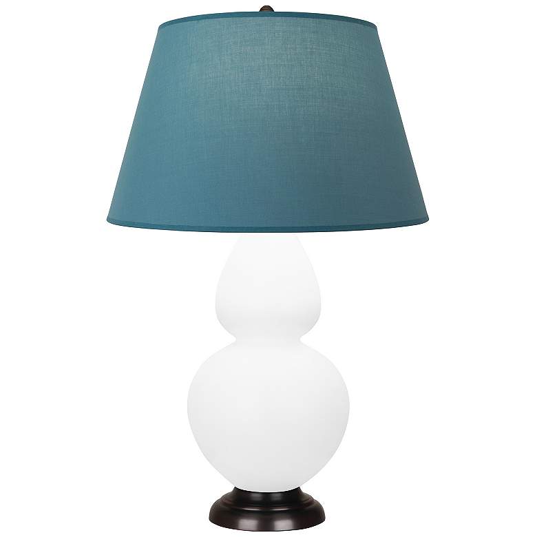 Image 1 Double Gourd 31"H Daisy And Bronze Lamp w/ Bright Blue And Gray Shade