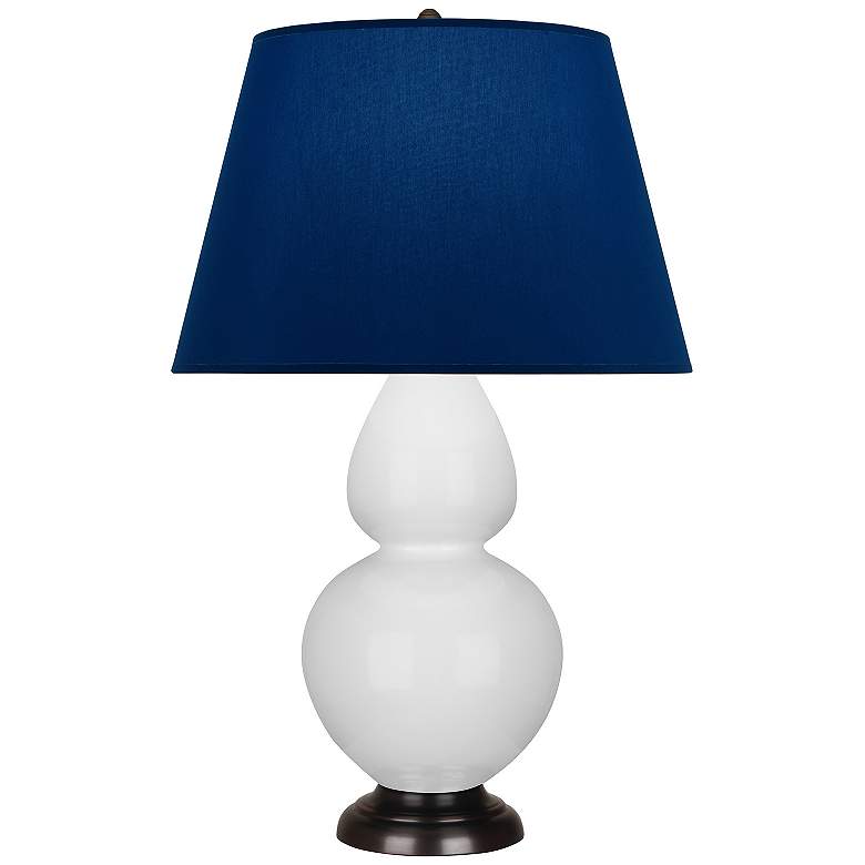 Image 1 Double Gourd 31"H Daisy And Bronze Table Lamp w/ Navy And Gray Shade