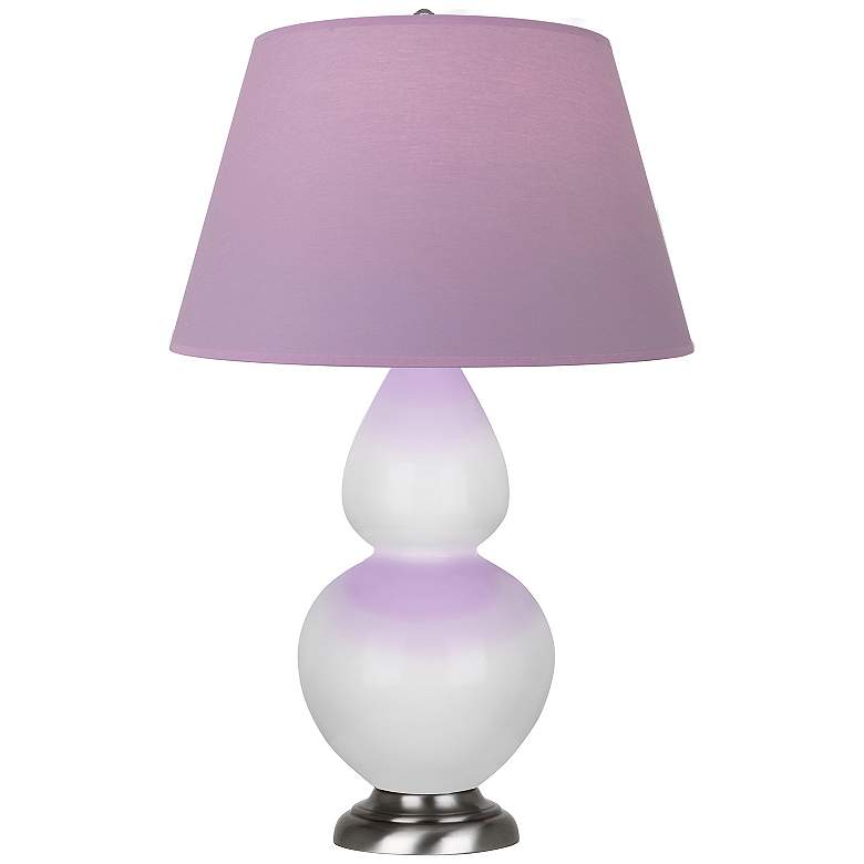 Image 1 Double Gourd 31"H Daisy And Silver Lamp w/ Lavender And Plum Shade