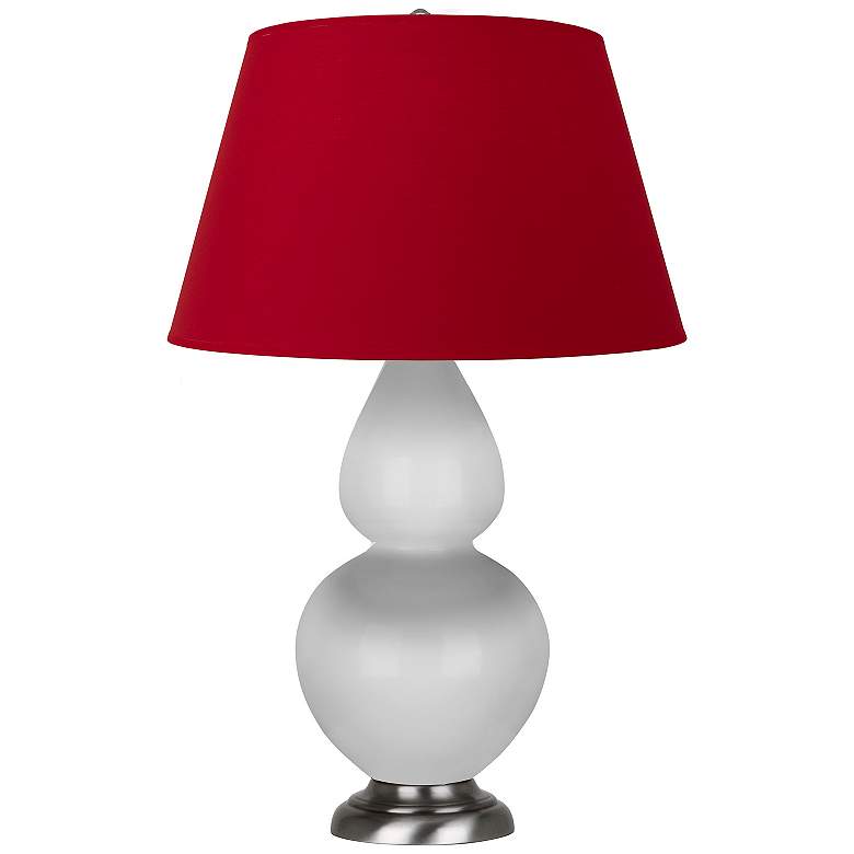 Image 1 Double Gourd 31"H Daisy And Silver Table Lamp w/ Black And Red Shade