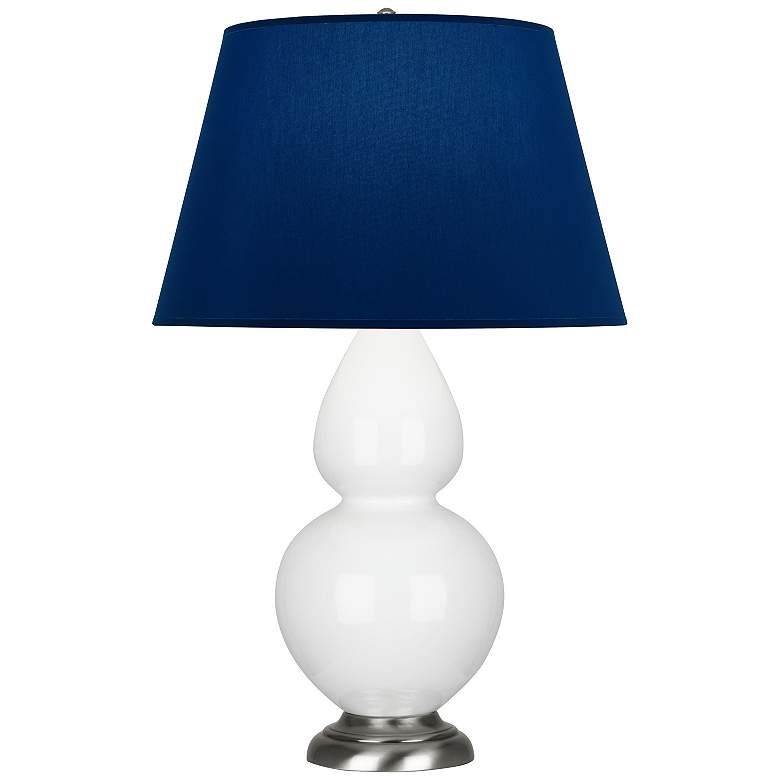 Image 1 Double Gourd 31"H Daisy And Silver Table Lamp w/ Navy And Gray Shade