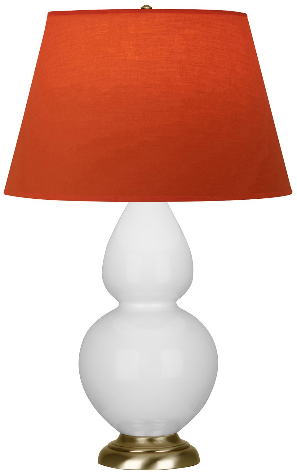 Double Gourd 31"H Daisy & Brass Lamp w/ Tangerine & Taupe Made to Order