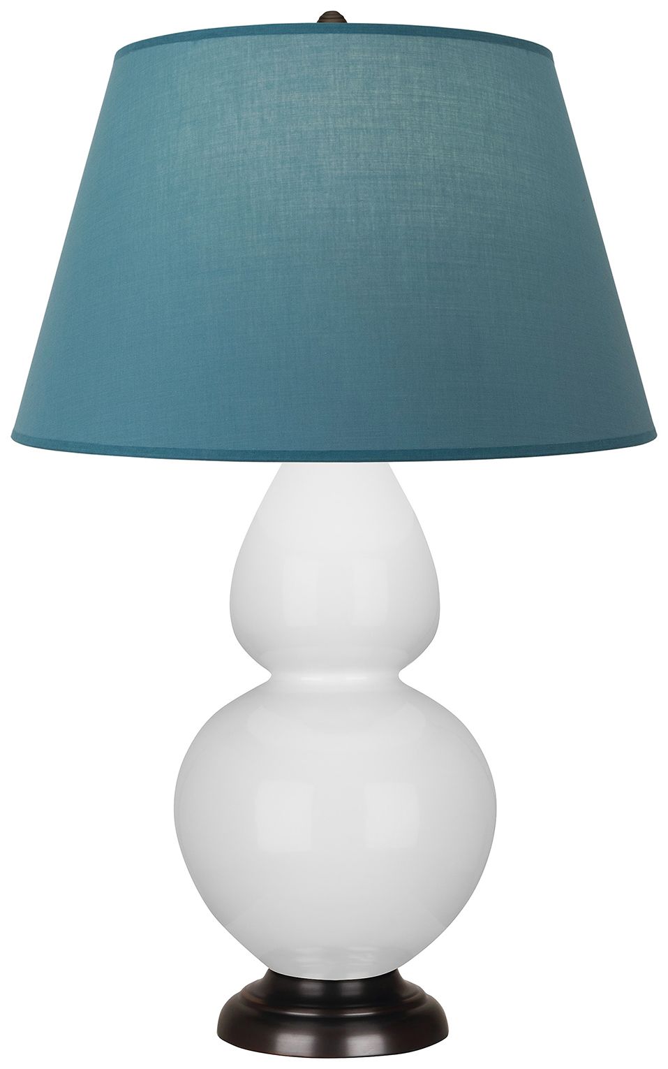 Double Gourd 31"H Daisy & Bronze Lamp w/ Bright Blue & Gray Made to Order