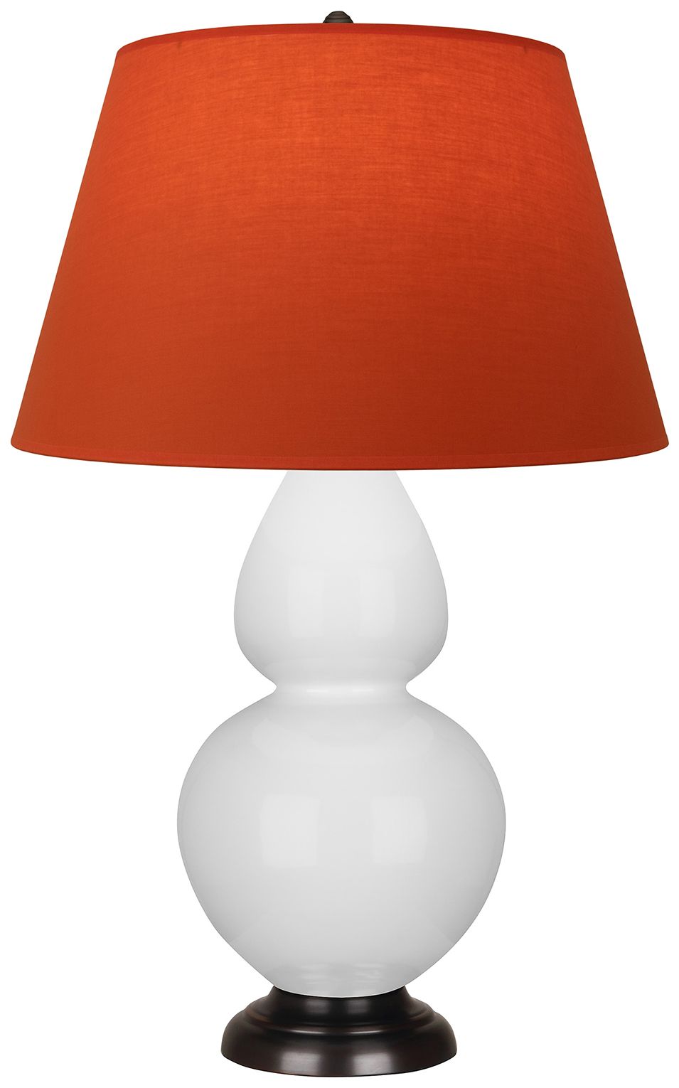 Double Gourd 31"H Daisy & Bronze Lamp w/ Tangerine & Taupe Made to Order
