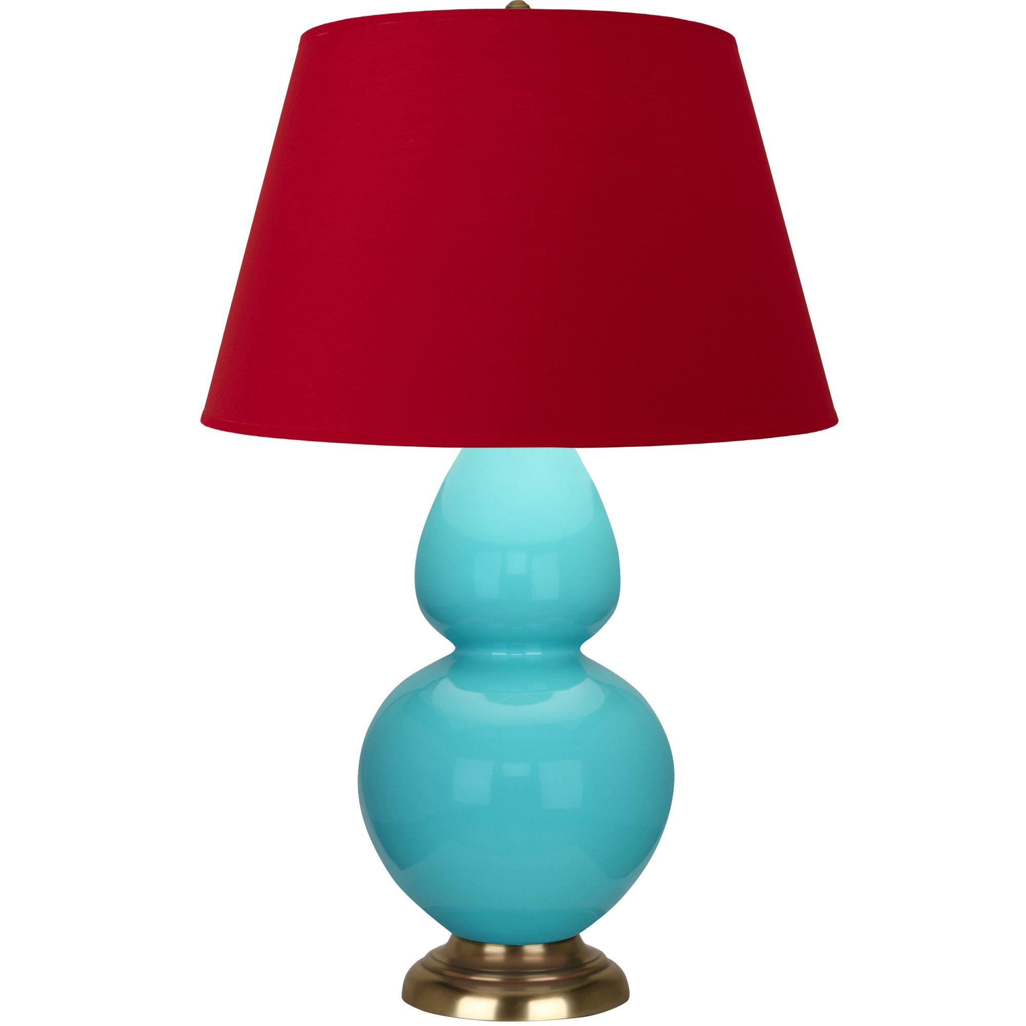 Image 2 Double Gourd 31"H Egg Blue And Brass Table Lamp w/ Black And Red Shade more views