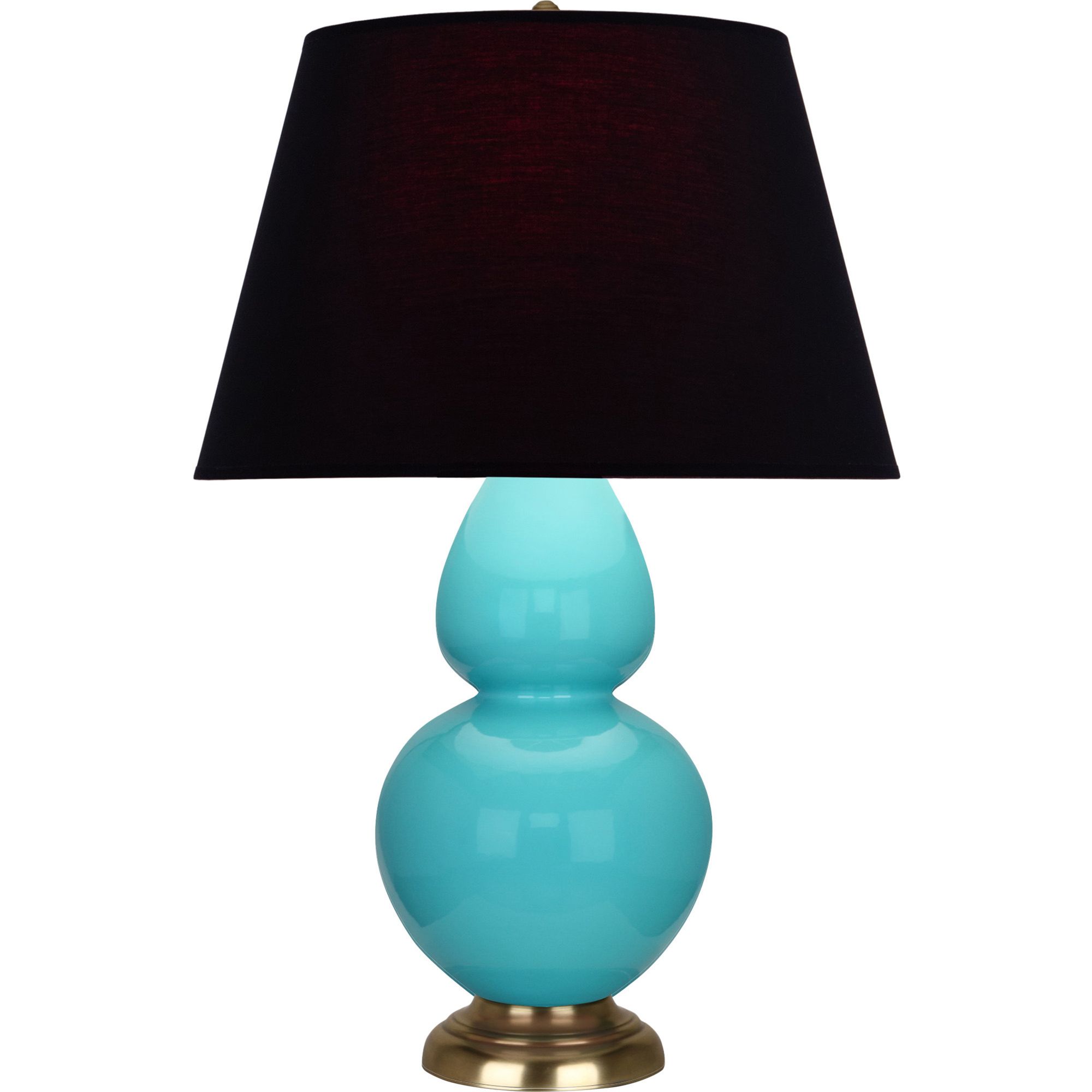 Image 2 Double Gourd 31"H Egg Blue And Brass Table Lamp w/ Ink And Rose Shade more views