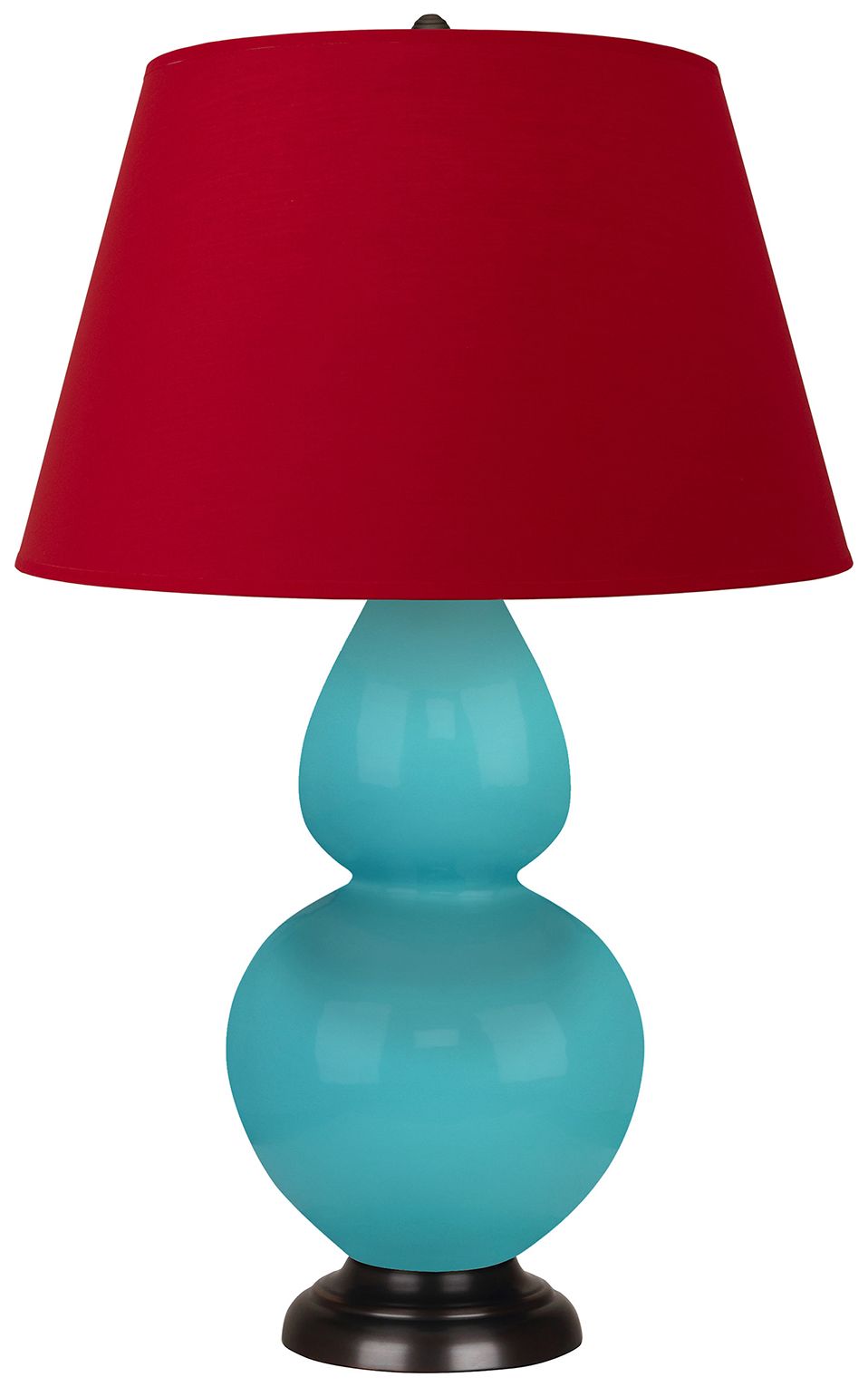 Double Gourd 31"H Egg Blue And Bronze Lamp w/ Black And Red Made to Order