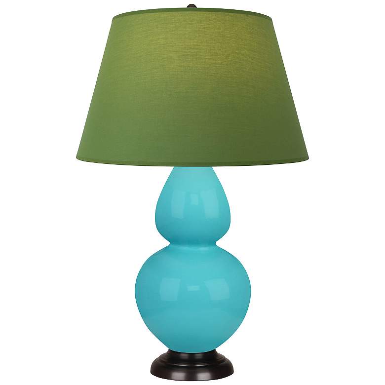 Image 1 Double Gourd 31"H Egg Blue And Bronze Lamp w/ Tea And Taupe Shade
