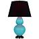 Double Gourd 31"H Egg Blue And Bronze Table Lamp w/ Ink And Rose Shade