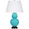 Double Gourd 31"H Egg Blue And Deep Bronze Table Lamp With Pearl Shade