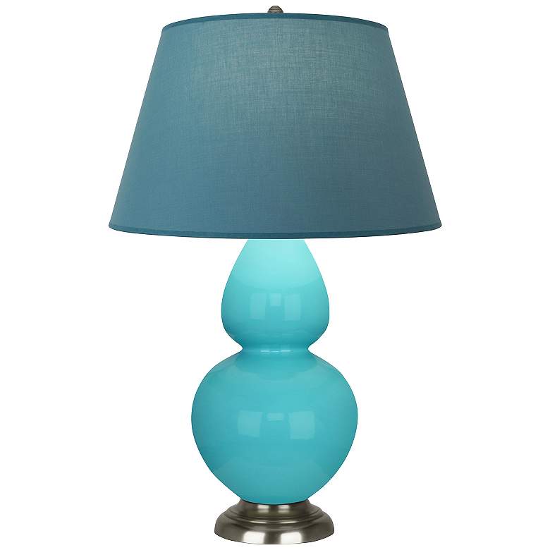 Image 1 Double Gourd 31"H Egg Blue And Silver Lamp w/ Bright Blue And Gray Shade