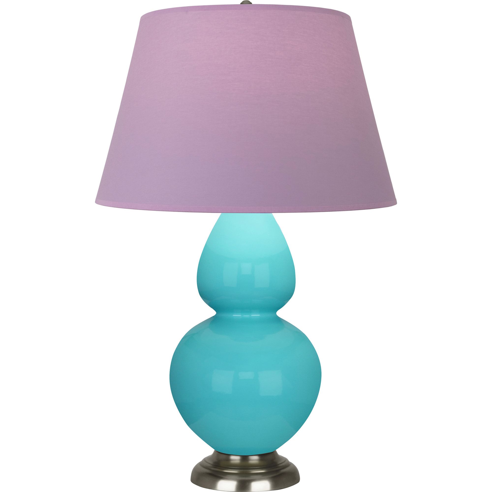 Image 2 Double Gourd 31"H Egg Blue And Silver Lamp w/ Lavender And Plum Shade more views