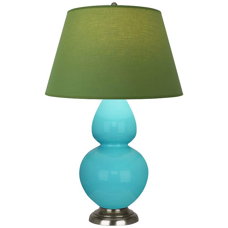 Image 1 Double Gourd 31"H Egg Blue And Silver Lamp w/ Tea And Taupe Shade