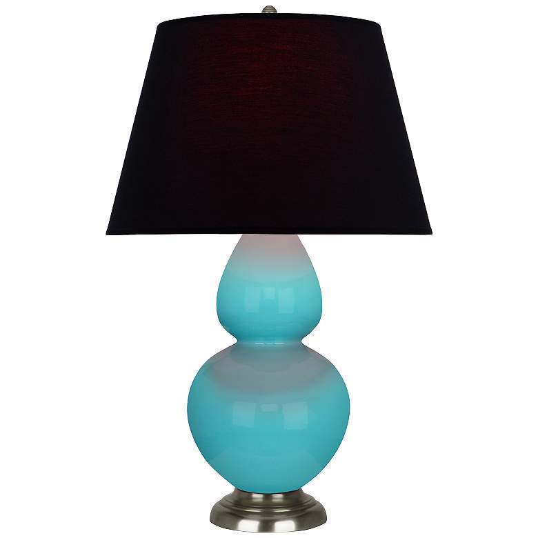 Image 1 Double Gourd 31"H Egg Blue And Silver Table Lamp w/ Ink And Rose Shade