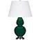 Double Gourd 31"H Jungle And Antique Silver Table Lamp w/ Pearl Shade