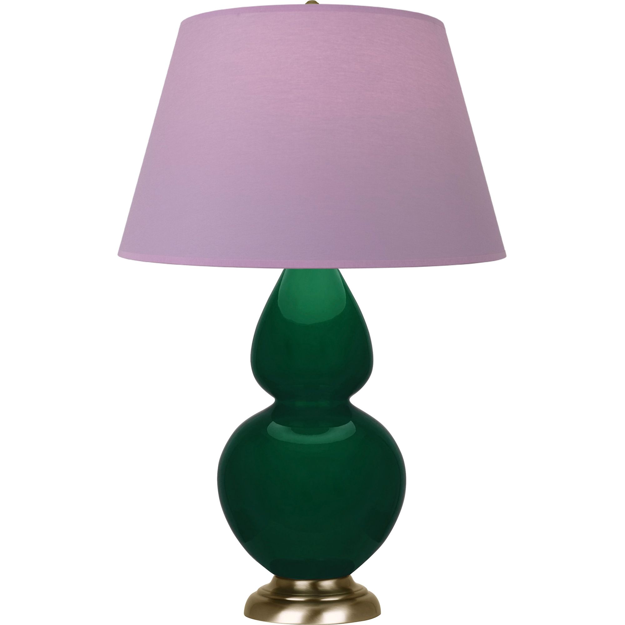 Image 2 Double Gourd 31"H Jungle And Brass Lamp w/ Lavender And Plum Shade more views