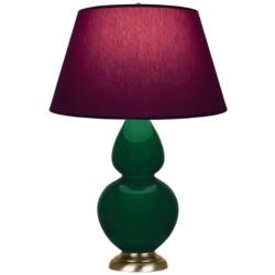 Double Gourd 31"H Jungle And Brass Lamp w/ Plum And Lavender Shade