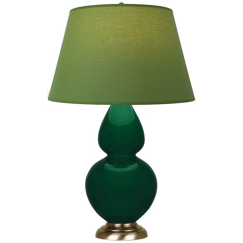 Image 1 Double Gourd 31"H Jungle And Brass Lamp w/ Tea Green And Taupe Shade