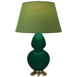 Double Gourd 31"H Jungle And Brass Lamp w/ Tea Green And Taupe Shade