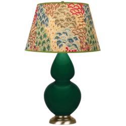 Double Gourd 31"H Jungle And Brass Table Lamp w/ Fall Floral Shade