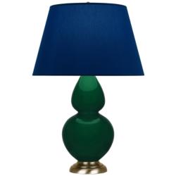 Double Gourd 31"H Jungle And Brass Table Lamp w/ Navy And Gray Shade