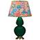 Double Gourd 31"H Jungle And Brass Table Lamp w/ Spring Floral Shade