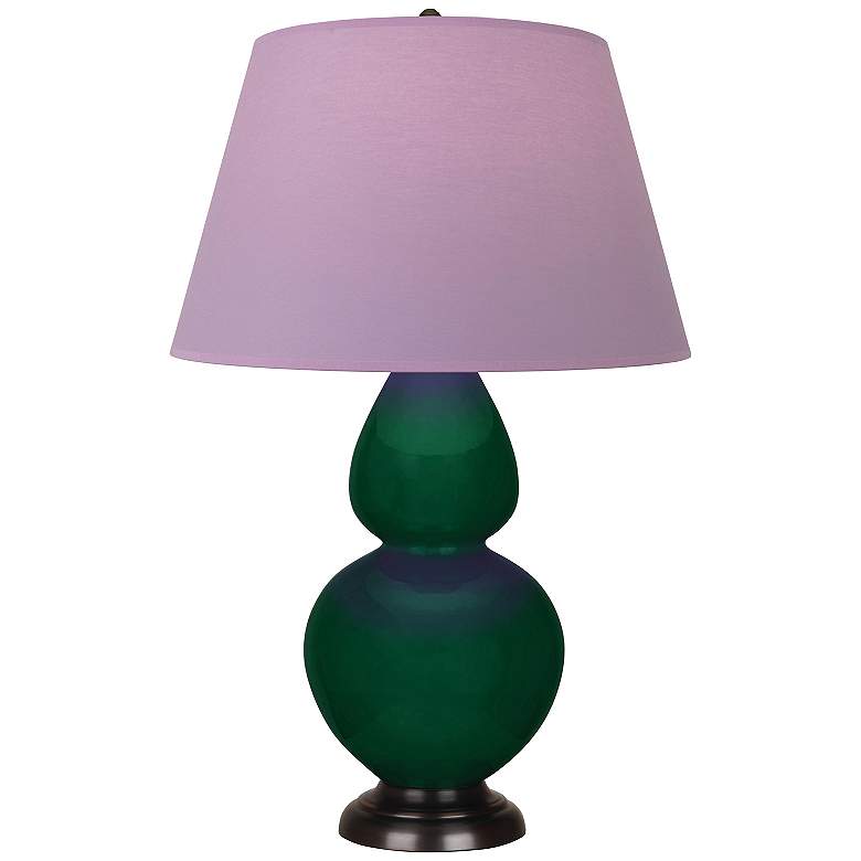 Image 1 Double Gourd 31"H Jungle And Bronze Lamp w/ Lavender And Plum Shade