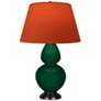 Double Gourd 31"H Jungle And Bronze Lamp w/ Tangerine And Taupe Shade