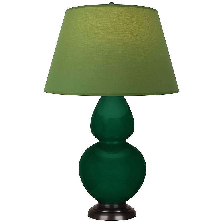 Image 1 Double Gourd 31"H Jungle And Bronze Lamp w/ Tea Green And Taupe Shade